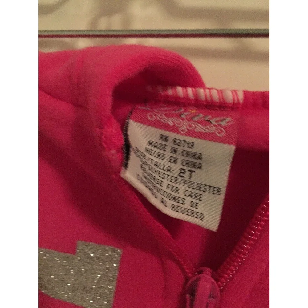 Diva Toddler Girls Graphic Print Full Zip Sweatshirt Hoodie Jacket Size 2T Pink